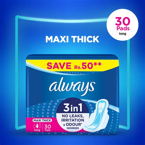 Buy Always Maxi Thick Pads Long 30 Pack Available Online At Best