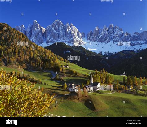 Italy South Tyrol Villnößtal St Magdalena Geislerspitzen Mountain