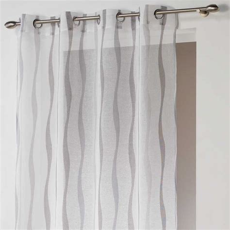 Vagueline Striped Voile Panel With Eyelet Top White Grey