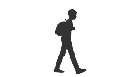 Silhouette Of Walking Teenage Boy With Backpack By Mgpremier Videohive
