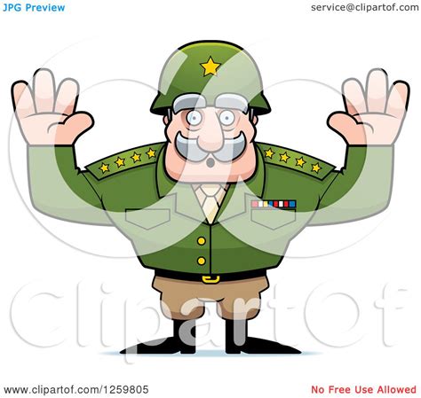 Clipart Of A Caucasian Army General Man Surrendering Royalty Free