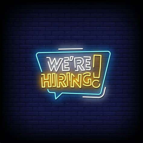 Premium Vector We Are Hiring Neon Signs Style Text