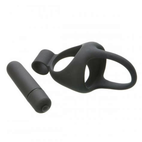 Silicone Vibrating Scrotum Cock Ring With Ball Spreader Black Sex