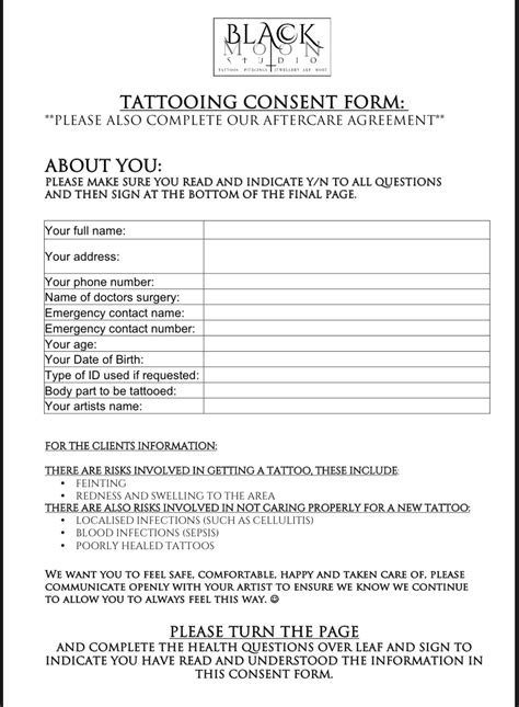 Consent Forms Black Moon Tattoos