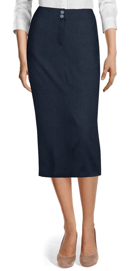 Navy Blue High Waisted Midi Pencil Skirt Sumissura
