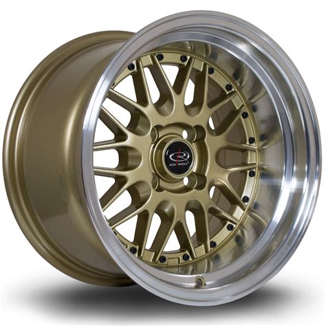 Kensei 15x9 4x100 Et0 Gold With Polished Lip Rota Wheels Wheels