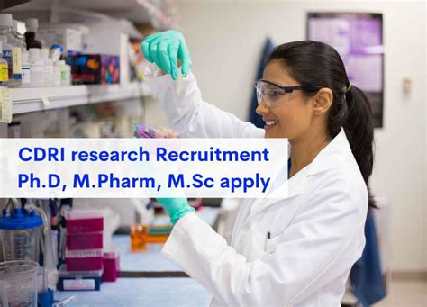 Opportunity For Research Career In Science And Technology At Central Drug