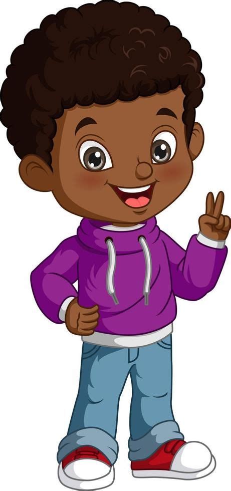 Cute African American Boy Posing Cartoon Boy Cartoon Faces Chibi Boy