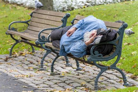 Man Passed Out On A Park Bench Editorial Stock Image Image Of
