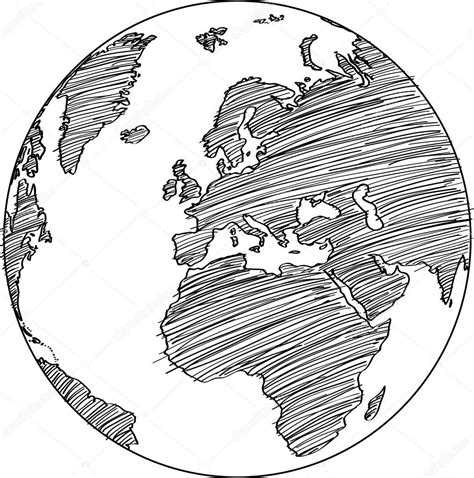 Descargar Línea Vector Mundo Mapa Tierra Globo Bosquejado Ilustrador