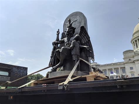 Satanic Temples Baphomet Statue Travels To Arkansas Capitol Building
