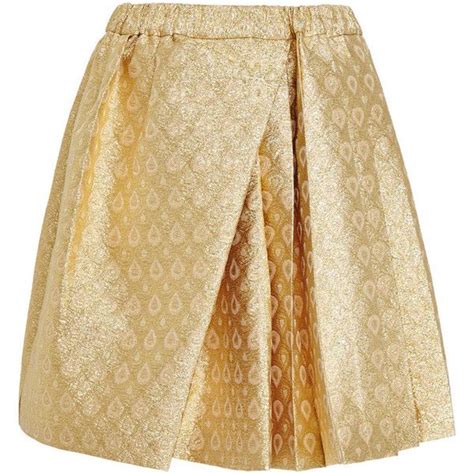 No 21 Speranza Skirt In Gold Brocade Womens Fashion Skirt Gold
