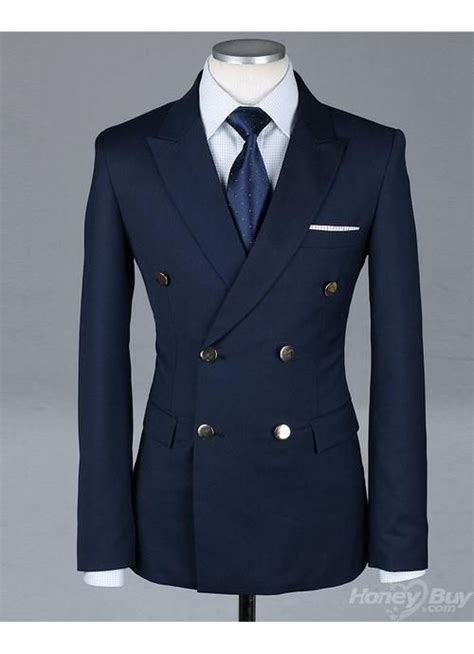 Double Breasted Navy Suit Mens Fashion Blazer Well