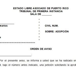 Notificacion De Adopcion Orden Tusdocumentospr Com Modelos De Documentos Legales