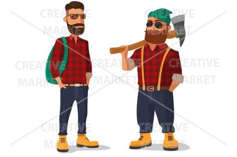 Lumberjack Hipster Identical Clothes Illustrator Graphics ~ Creative