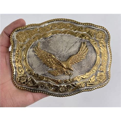 Very Large Vintage Crumrine Cowboy Belt Buckle