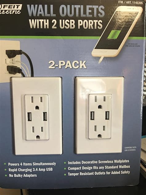 Feit Electric Wall Outlets With 2 Usb Ports 2 Pack Standard Outlets