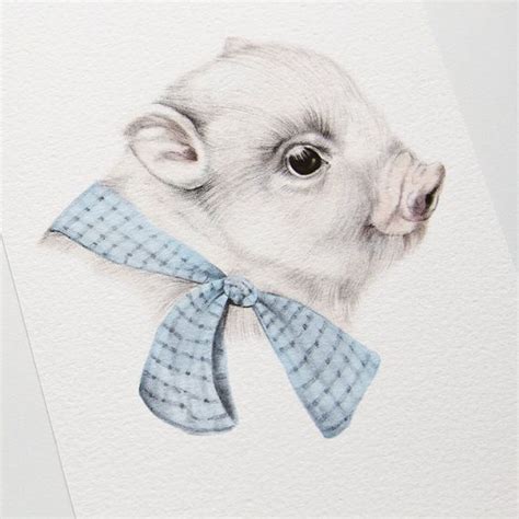 Pig Illustration Print 5x7 Fine Art Watercolor Barnyard Etsy Pig