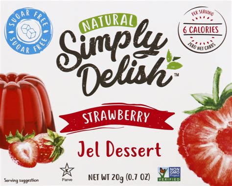 simply delish natural strawberry jel dessert 0 7 ounce — wholelotta good