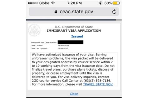 Immigration Visa Status Issued