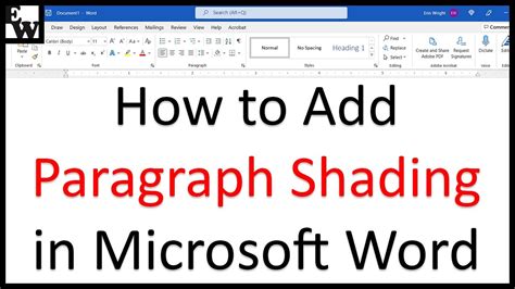 How To Add Paragraph Shading In Microsoft Word Pc And Mac Youtube