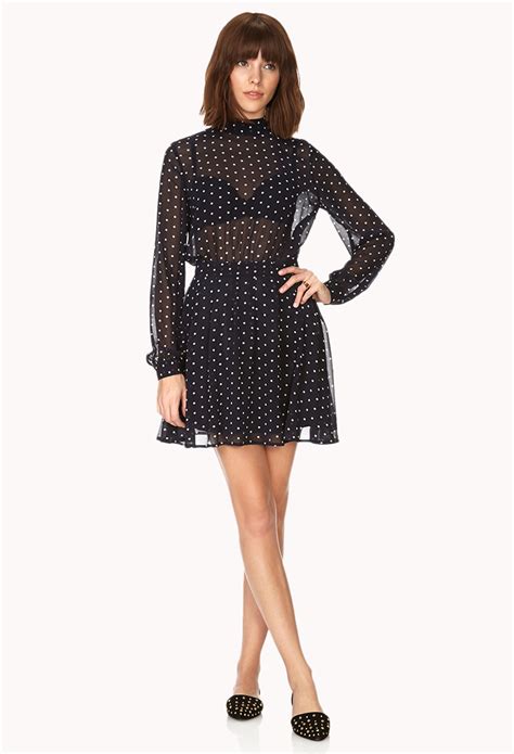 lyst forever 21 retro polka dot dress in blue