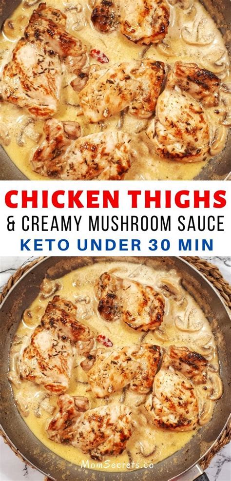 In this recipe we used boneless, skinless chicken thigh fillets, which are slightly fattier and tastier than chicken breast. Keto Chicken Tighs with Mushrooms Sauce | Recipe in 2020 ...