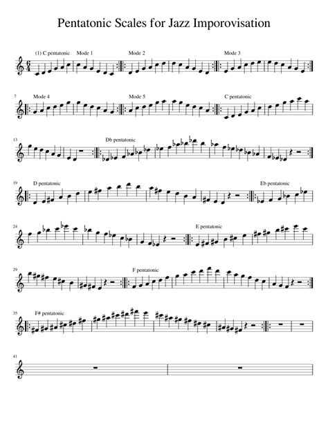 Pentatonic Scales For Jazz Imporovisation Sheet Music For Piano Solo Easy