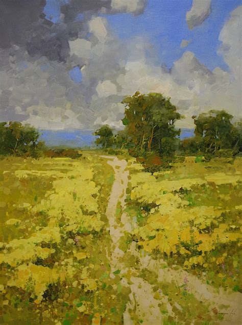 Saatchi Art Meadow Landscape Oil Painting Large Size
