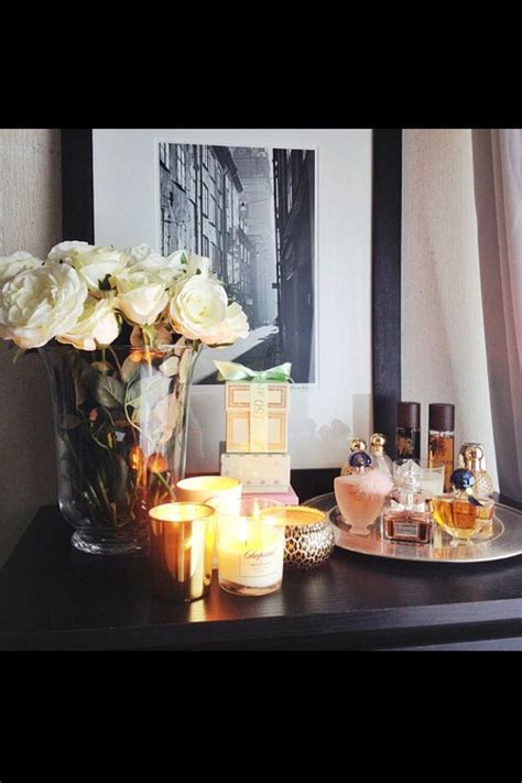 Follow the commandments of styling Dresser decor - love the florals, candle assortment, and ...