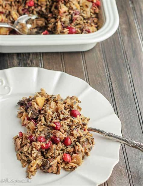 Cranberry Stuffing With Apples Mushrooms And Wild Rice The Spiced Life