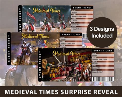 Medieval Times Surprise Reveal Tickets Printable Surprise Etsy