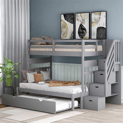 Buy Harper And Bright Designs Stairway Twin Over Twinfull Bunk Bed With