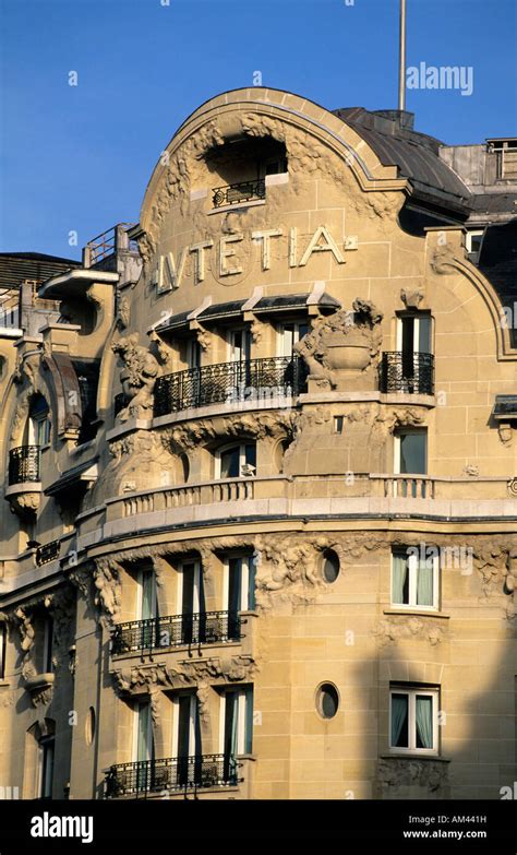 France Paris Hotel Lutetia Facade With Art Nouveau Style Stock Photo