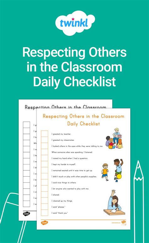 Respecting Others In The Classroom Daily Checklist Daily Checklist