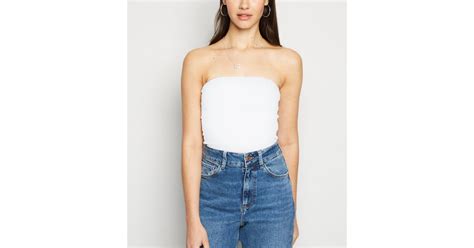 White Cotton Bandeau New Look