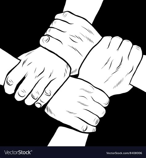 Black And White Hands Solidarity Friendship Vector Image