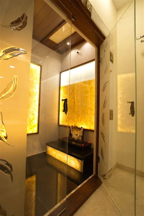 Pooja Room Hasta Architects Modern Dining Room Homify Door Glass