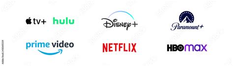 Top Streaming Services Company Logo Set Netflix Hbo Max Paramount