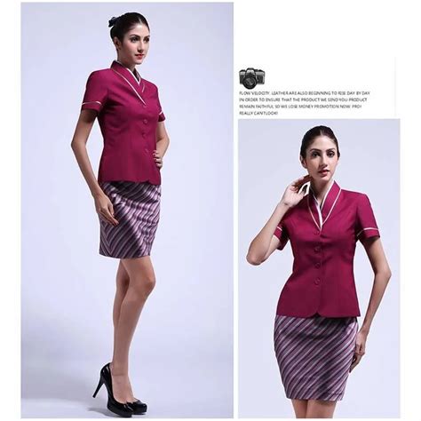 Short Sleeves Airline Formal Suit Stewardess Uniform Design And Suit Skirt Airline Hostess