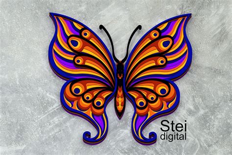 3d Butterfly SVG, DXF cut files, layered Butterfly svg. By SteiDigital