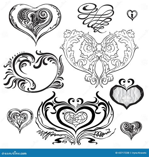 Set Of Decorative Hearts In Different Styles Stock Vector