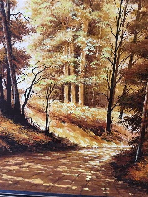 Large Oil Painting Of Forest Woods Path By Canadian Artist Walter