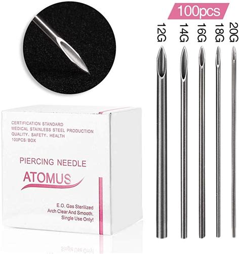 Atomus Pcs Mixed Sterilized Body Piercing Needles G G G G