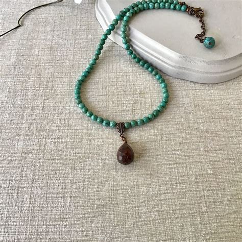 Southwestern Turquoise Magnesite Beaded Necklace With Jasper Etsy