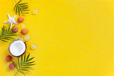 Bright Yellow Summer Background Stock Photo Containing Tropical And