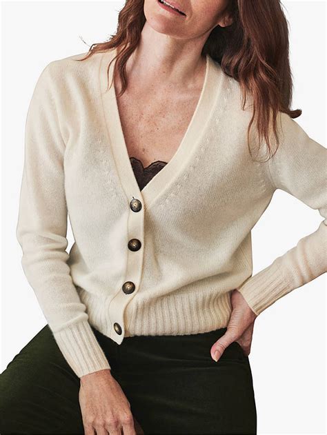 Pure Collection Organic Cashmere V Neck Cardigan Soft White At John