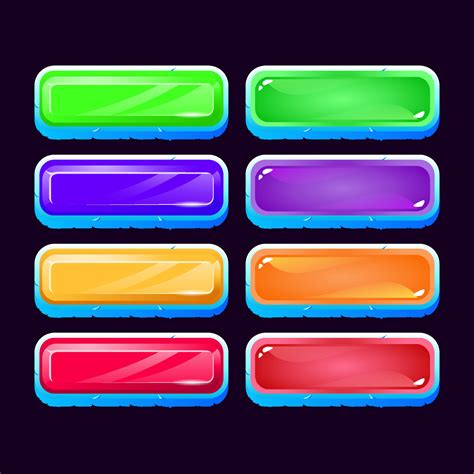 Set Of Game Ui Ice Diamond And Jelly Colorful Button For Gui Asset