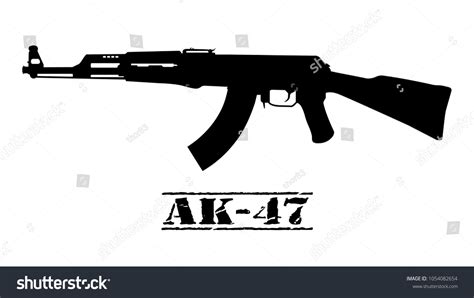 Ak 47 Assault Rifle Icon Silhouette Royalty Free Stock Vector