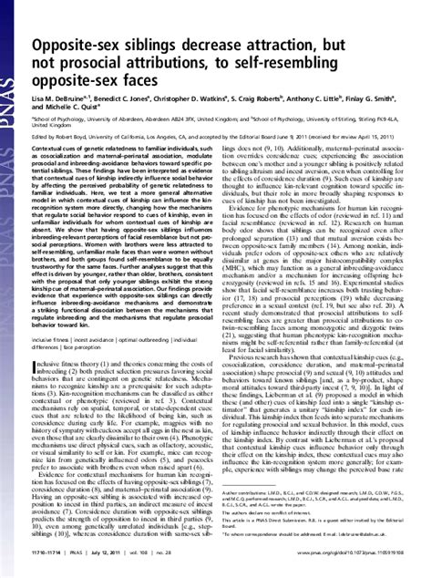 Pdf Opposite Sex Siblings Decrease Attraction But Not Prosocial Attributions To Self